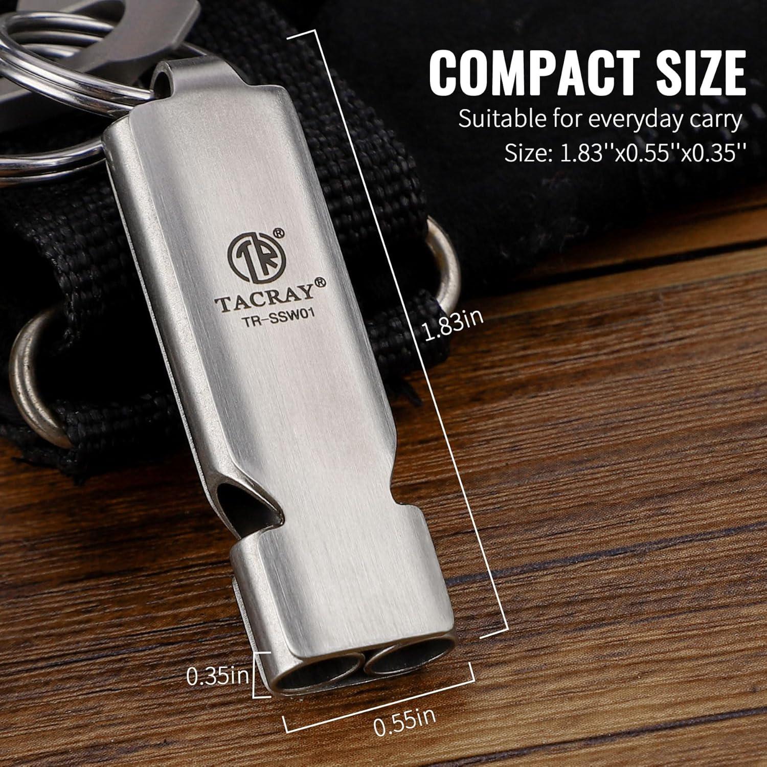 Silbato de Emergencia TACRAY de Acero Inoxidable 2 Tubos