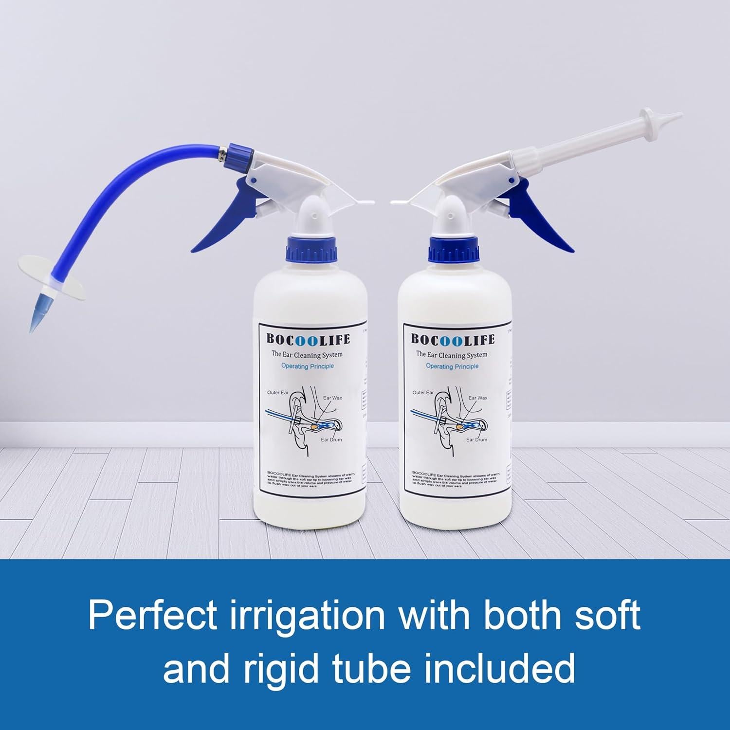 Kit de Limpieza de Oídos BOCOOLIFE - Irrigador Manual 500ml con 10 Puntas