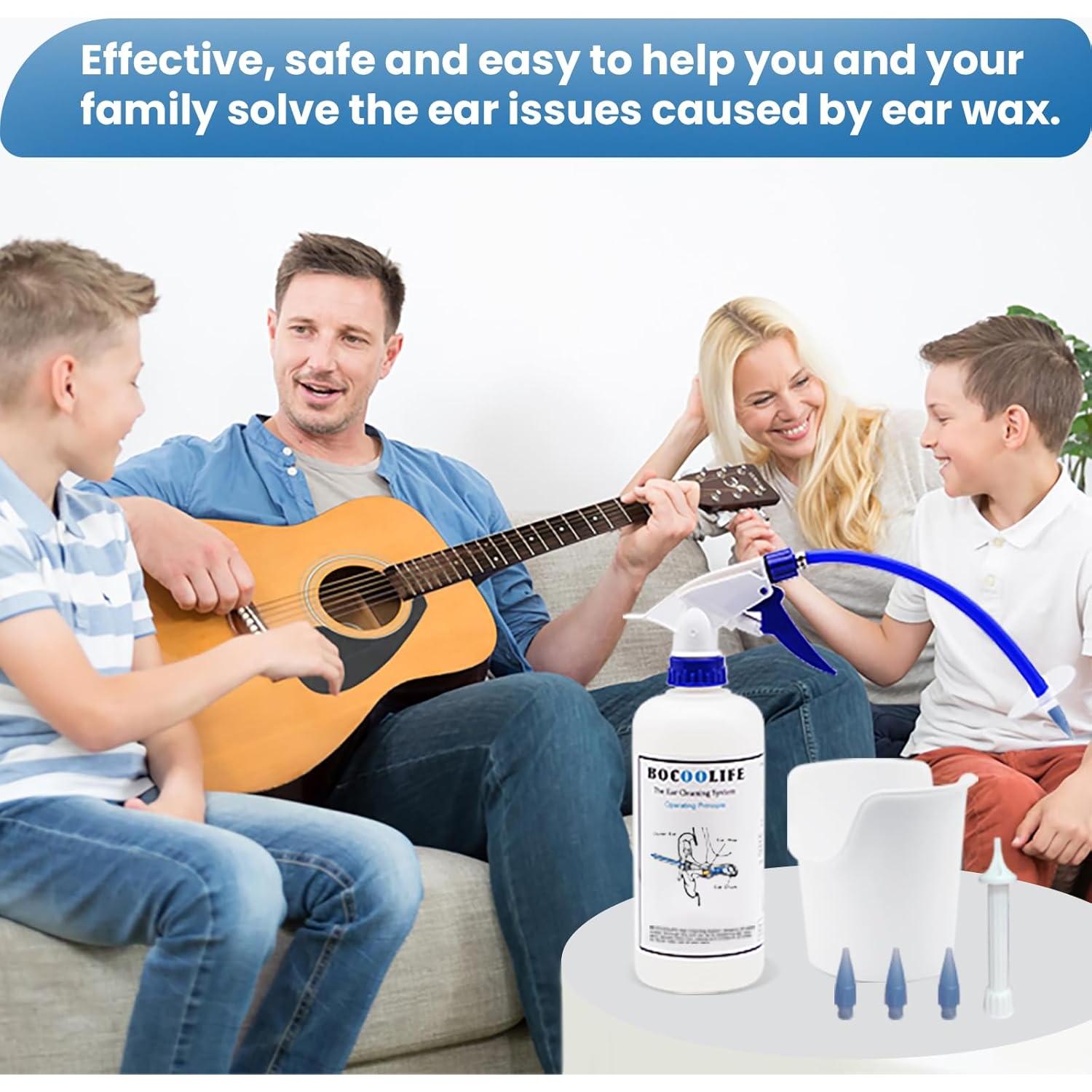 Kit de Limpieza de Oídos BOCOOLIFE - Irrigador Manual 500ml con 10 Puntas