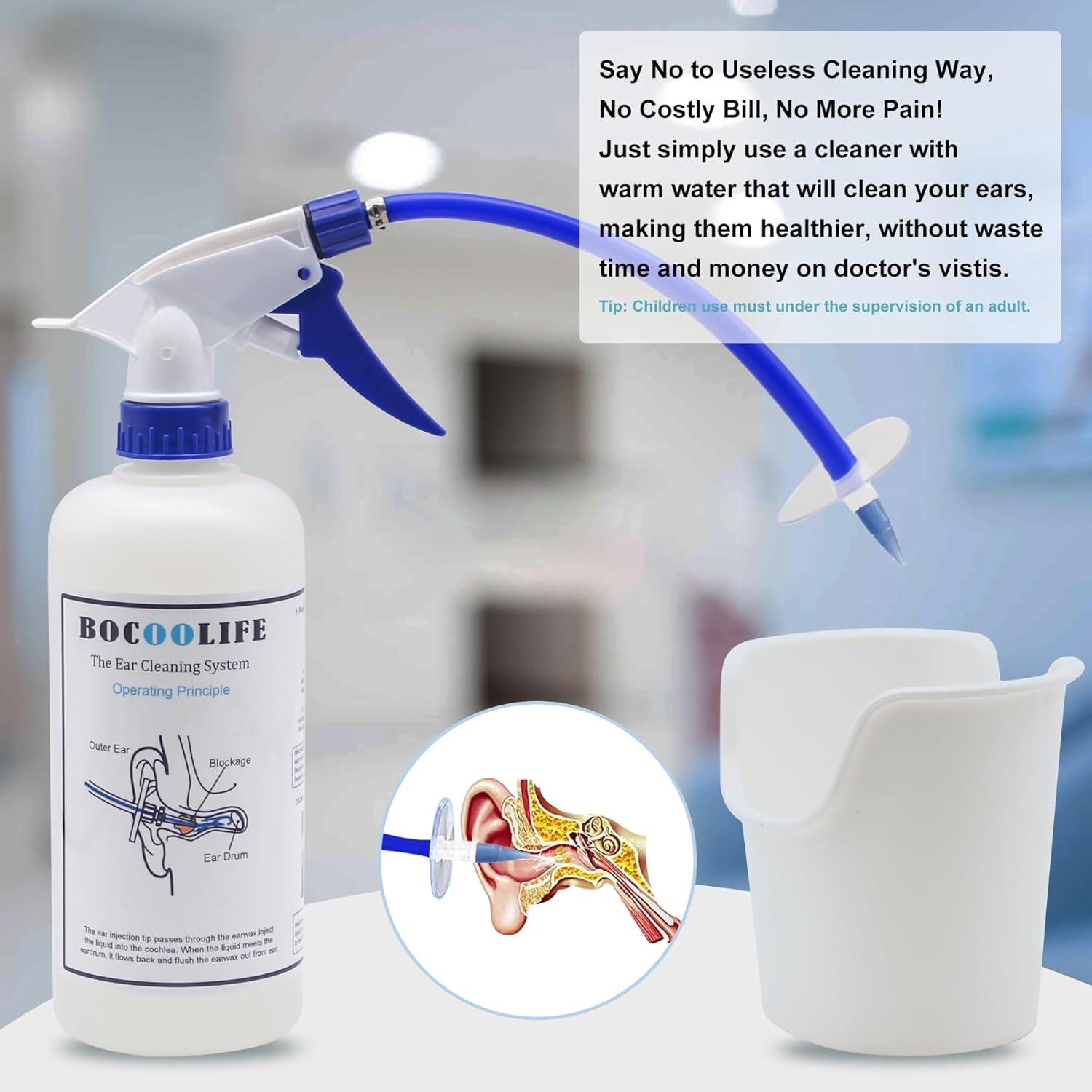 Kit de Limpieza de Oídos BOCOOLIFE - Irrigador Manual 500ml con 10 Puntas