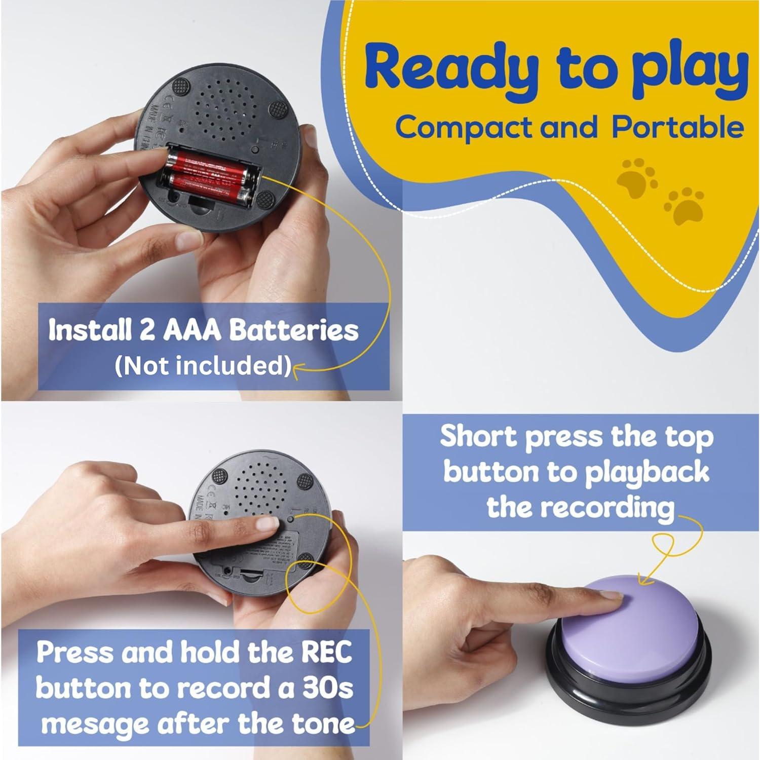 Botones de Comunicación para Perros PAWHUGS - 6 Pack con Clicker