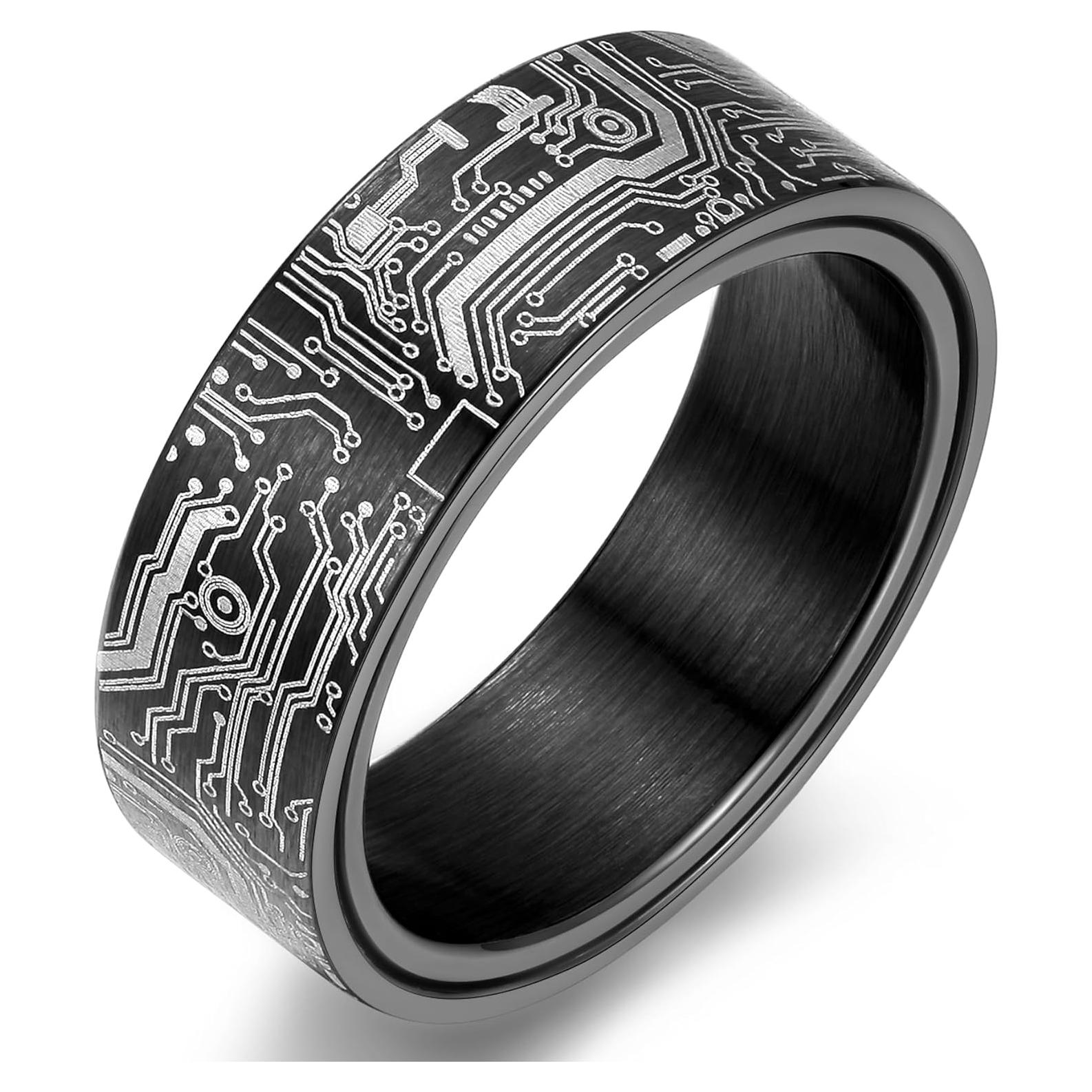 Anillo Giratorio de Acero Inoxidable Adreamz 8mm Negro