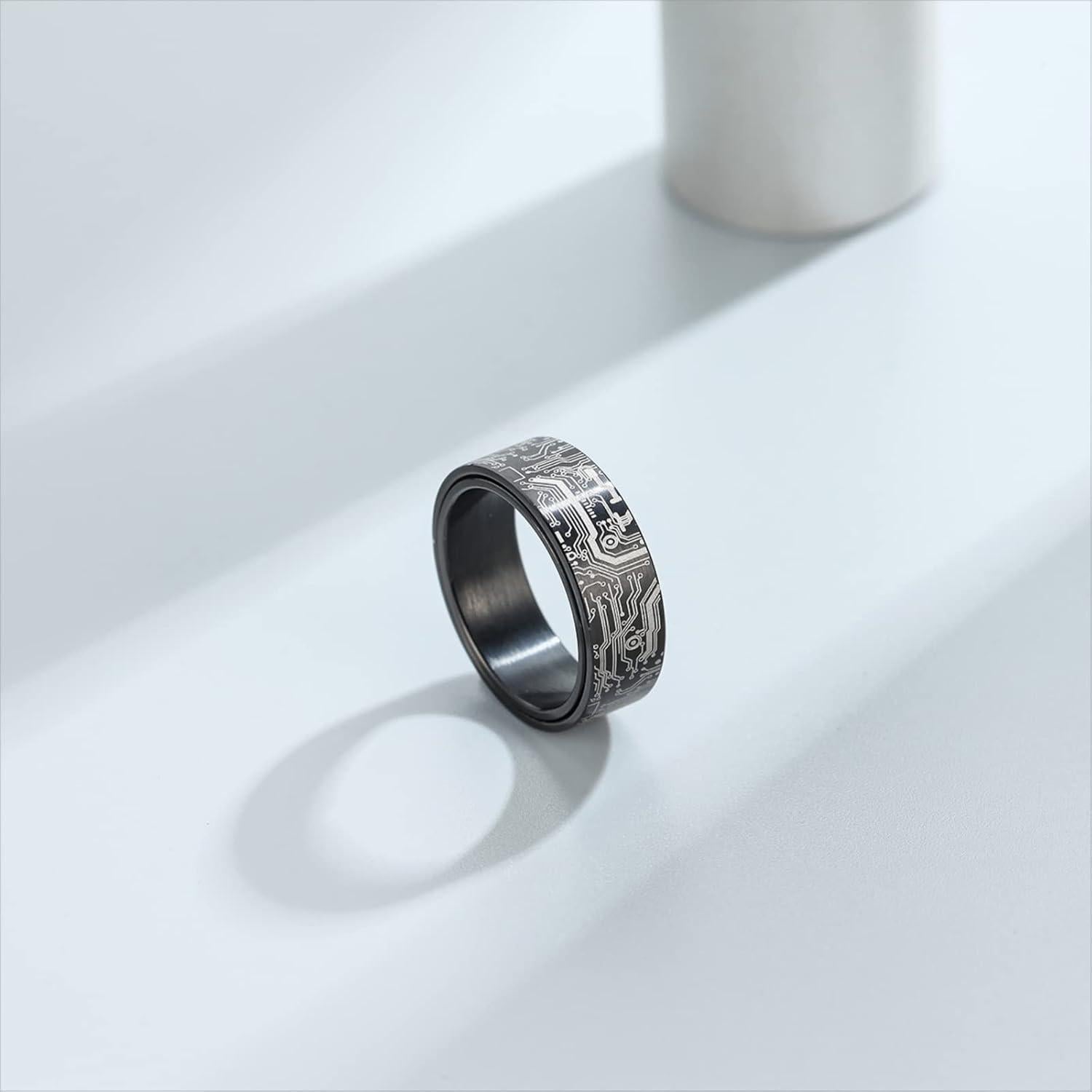 Anillo Giratorio de Acero Inoxidable Adreamz 8mm Negro