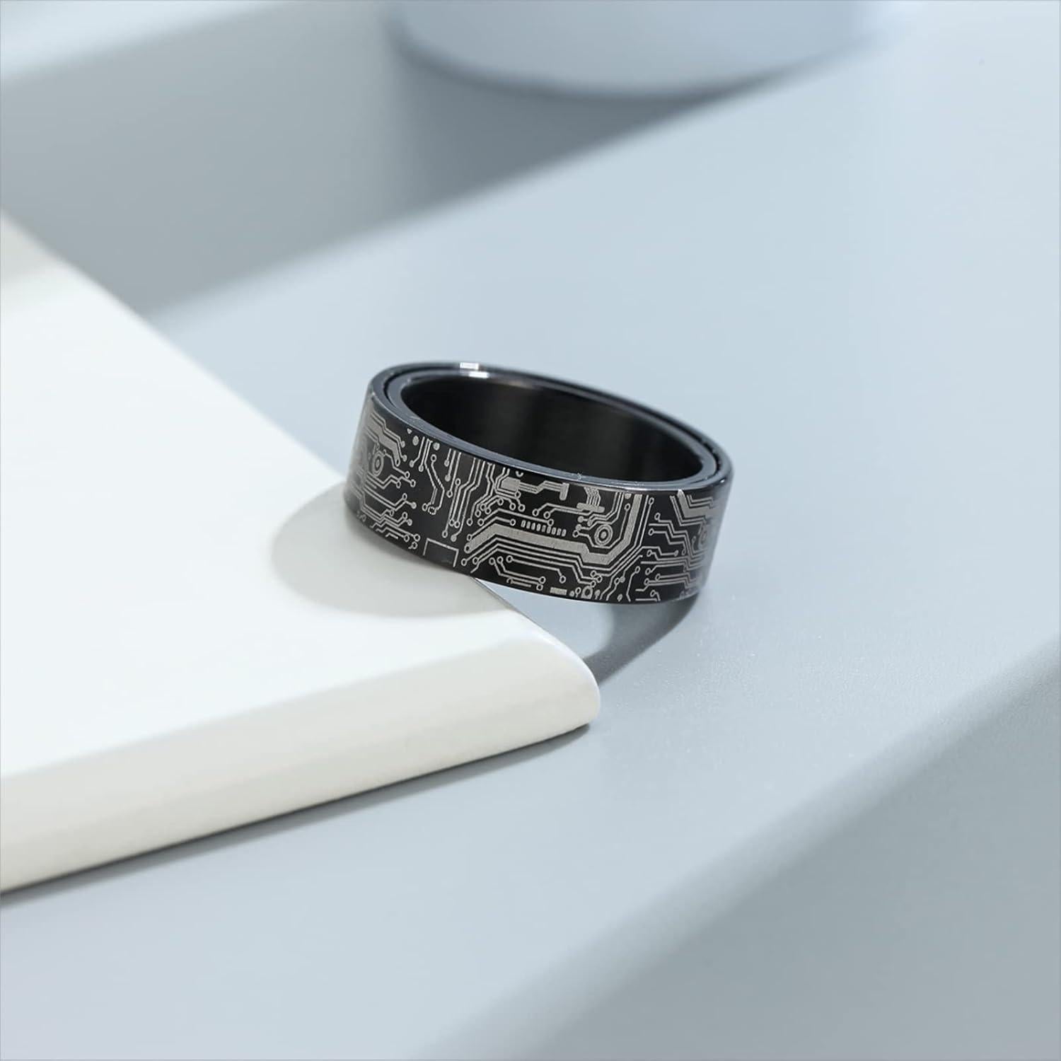 Anillo Giratorio de Acero Inoxidable Adreamz 8mm Negro