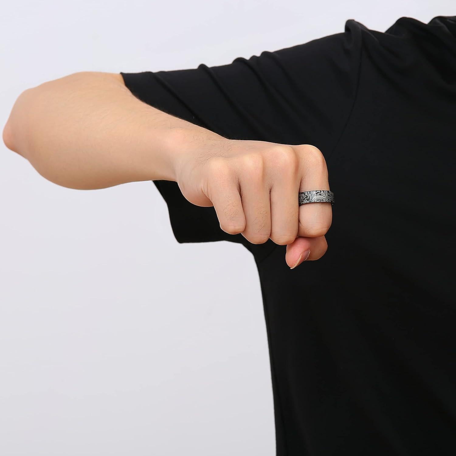 Anillo Giratorio de Acero Inoxidable Adreamz 8mm Negro