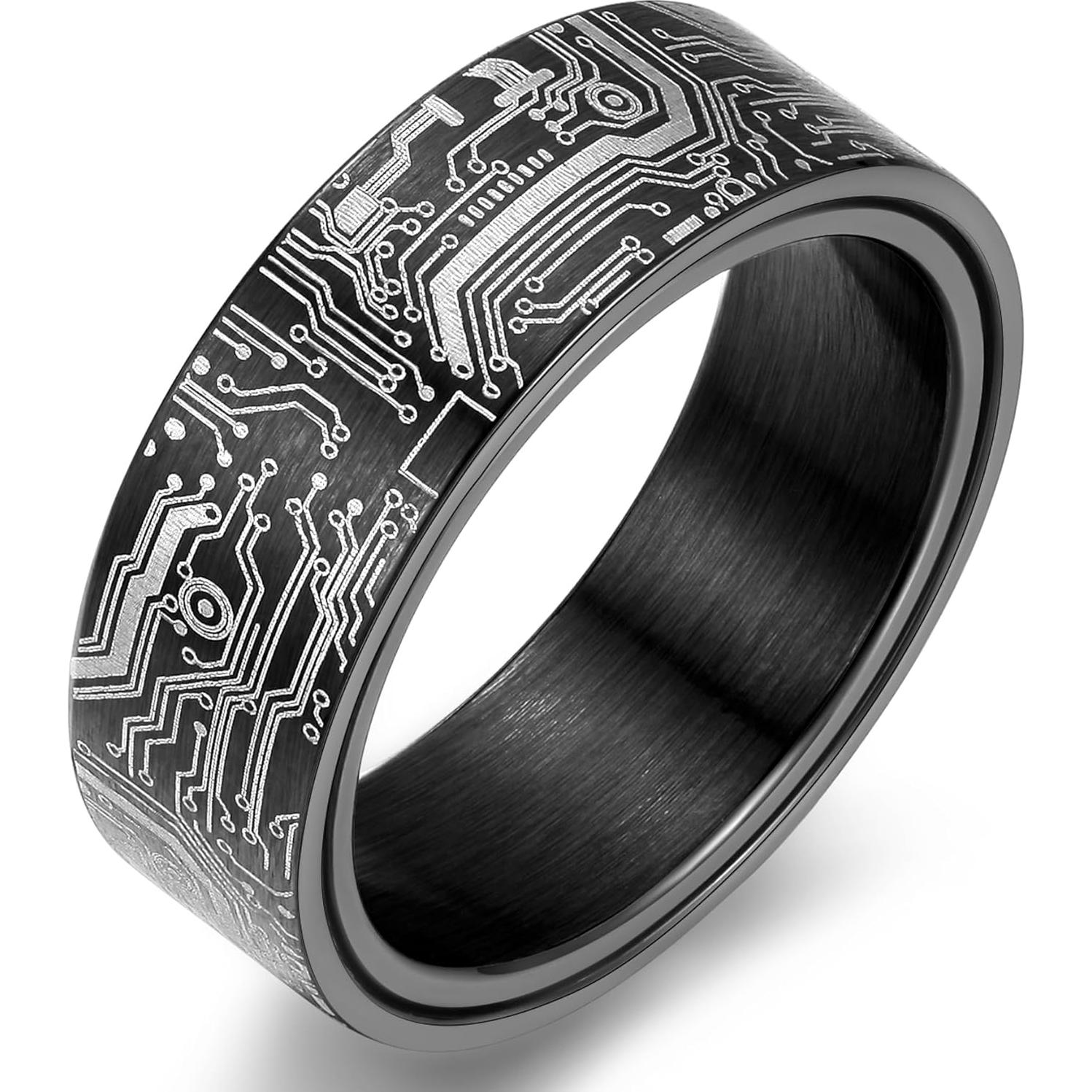 Anillo Giratorio de Acero Inoxidable Adreamz 8mm Negro