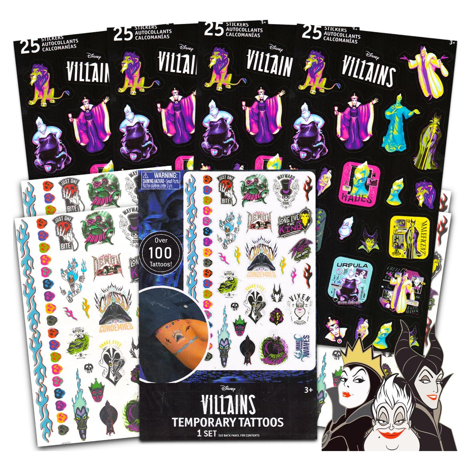 Conjunto de Stickers y Tatuajes Villanos Disney - 200 Piezas