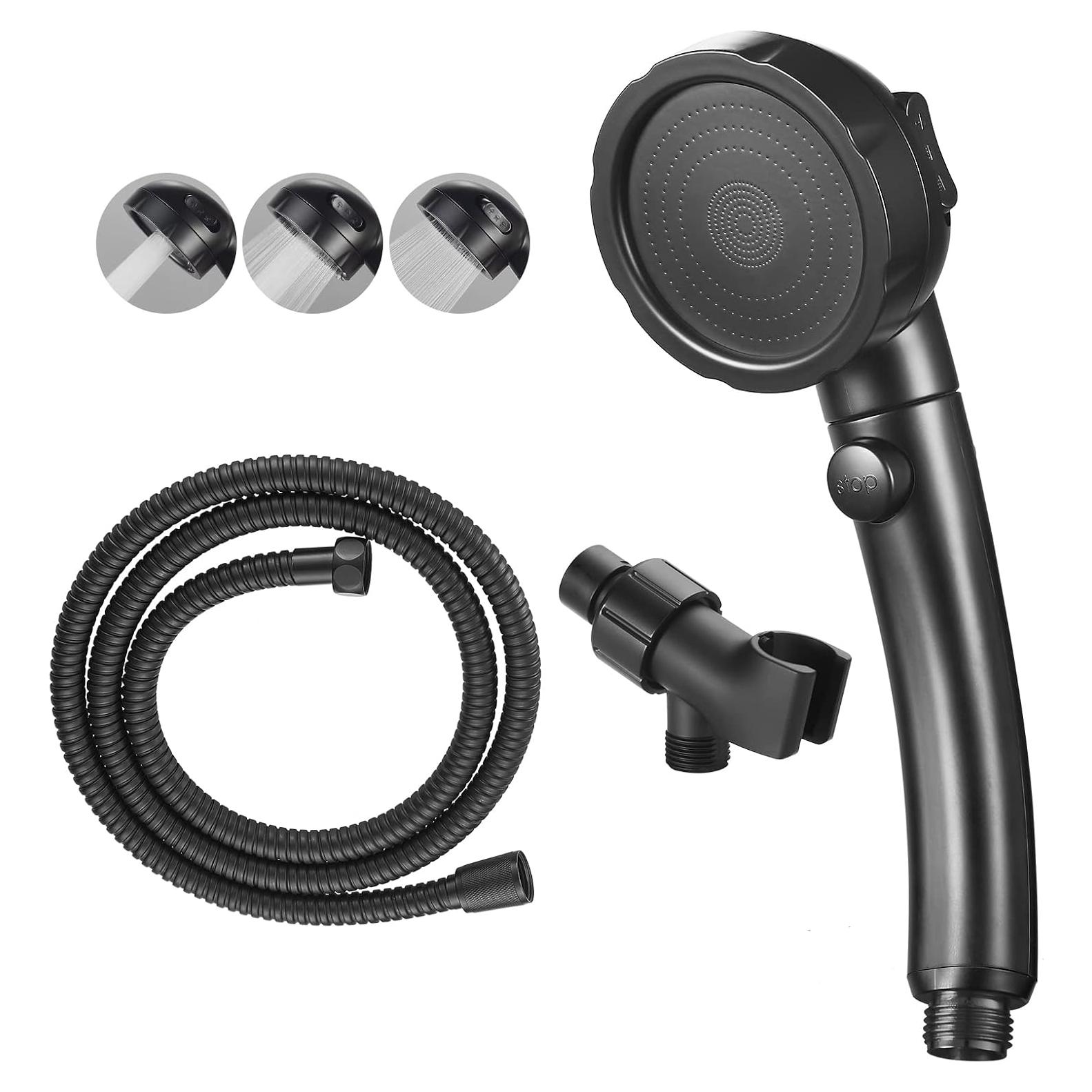Cabezal de Ducha KAIYING Alta Presión 3 Modos Negro