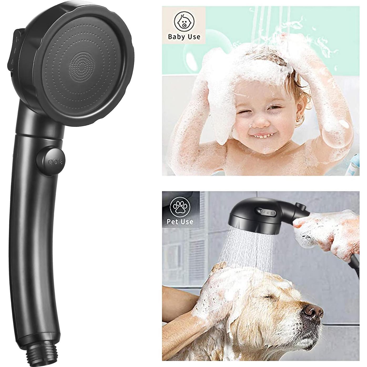 Cabezal de Ducha KAIYING Alta Presión 3 Modos Negro