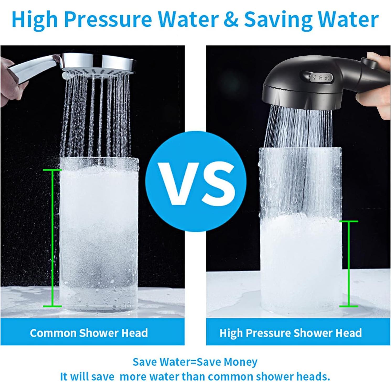 Cabezal de Ducha KAIYING Alta Presión 3 Modos Negro