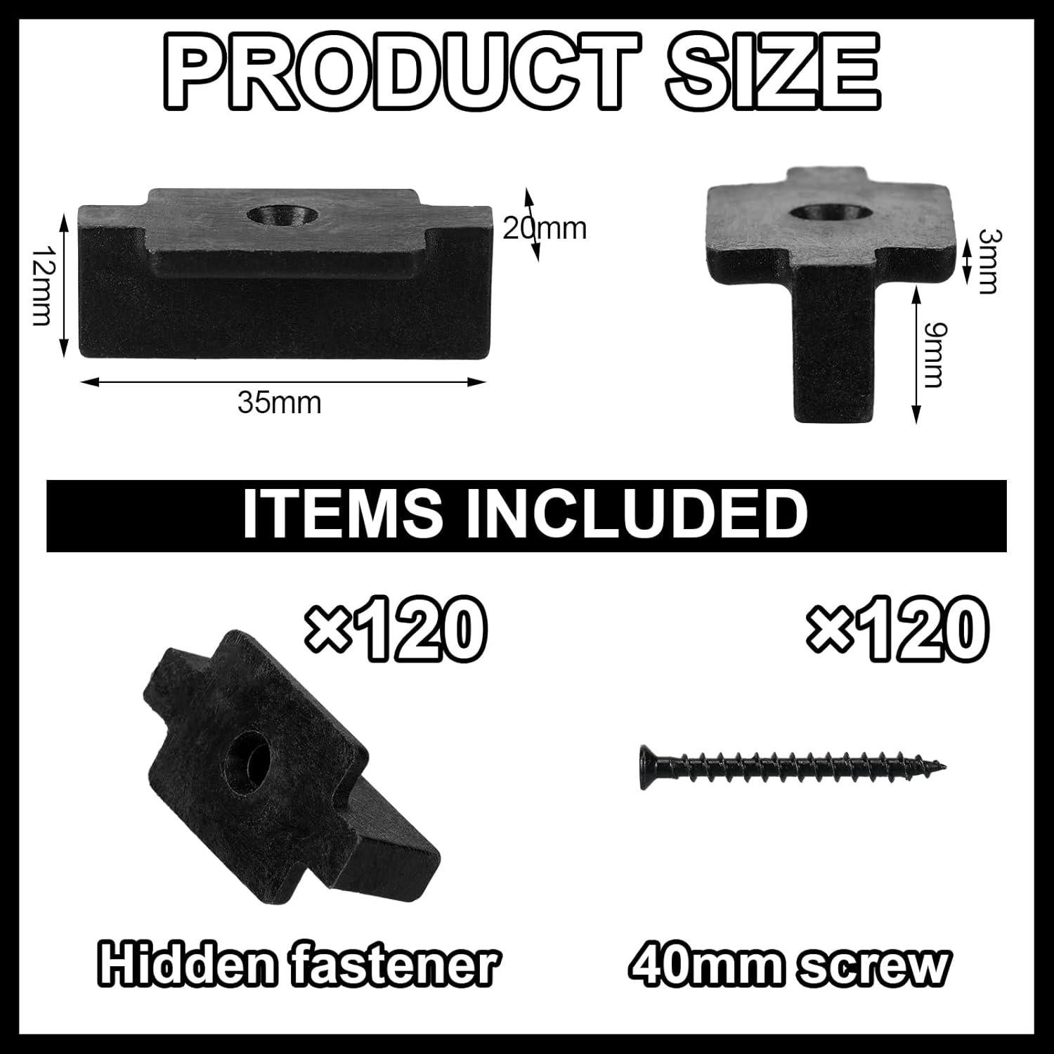 Bucherry 120 Sujetadores Ocultos y Tornillos para Decking