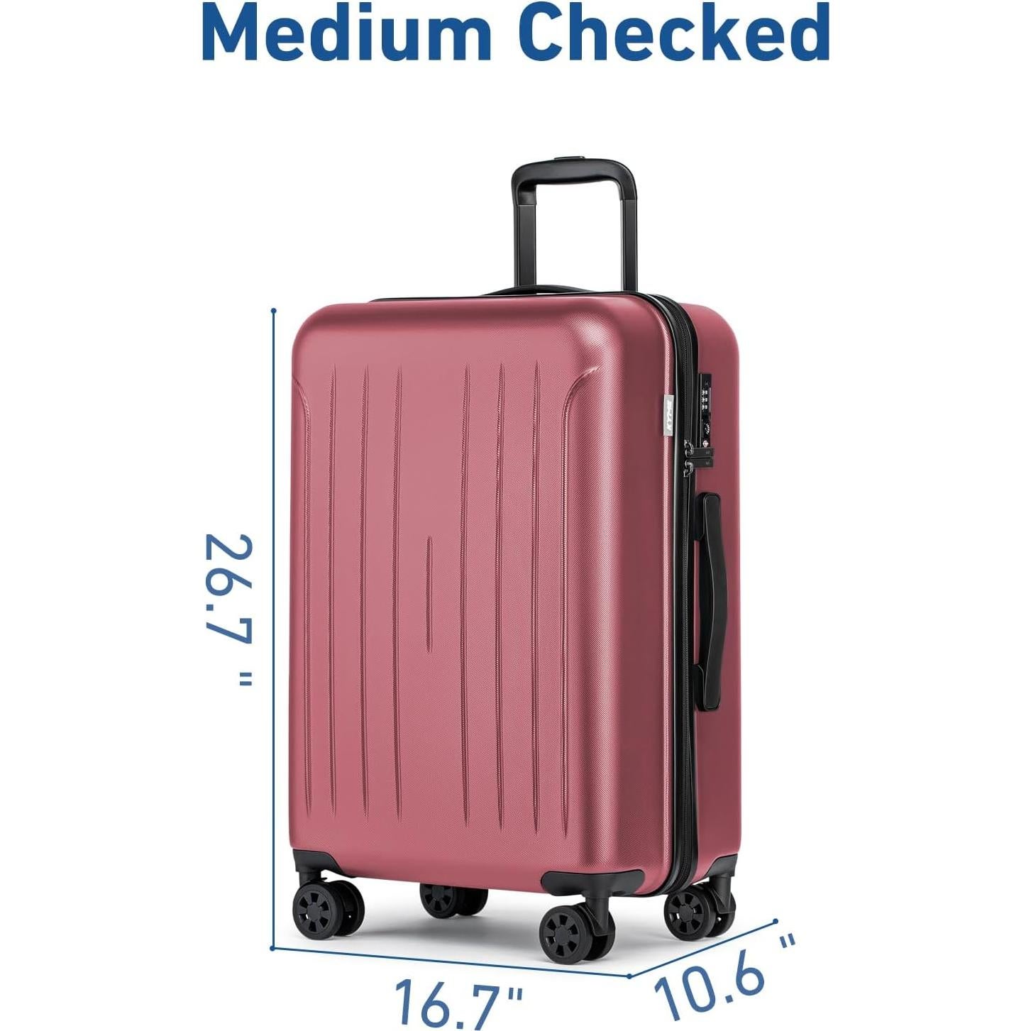 KYME Luggage Sets, Suitcase With Double Spinner Wheels, TSA Lock Hard Shell 2 Piece Set, PC+ABS Suitcases 20”&24”, Berry Red