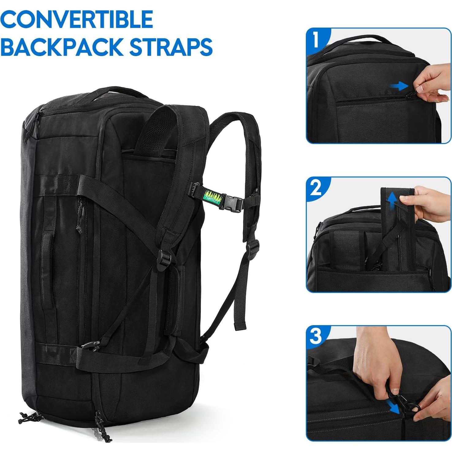 Bolsa Duffle Plegable Haimont 60L Impermeable Negro