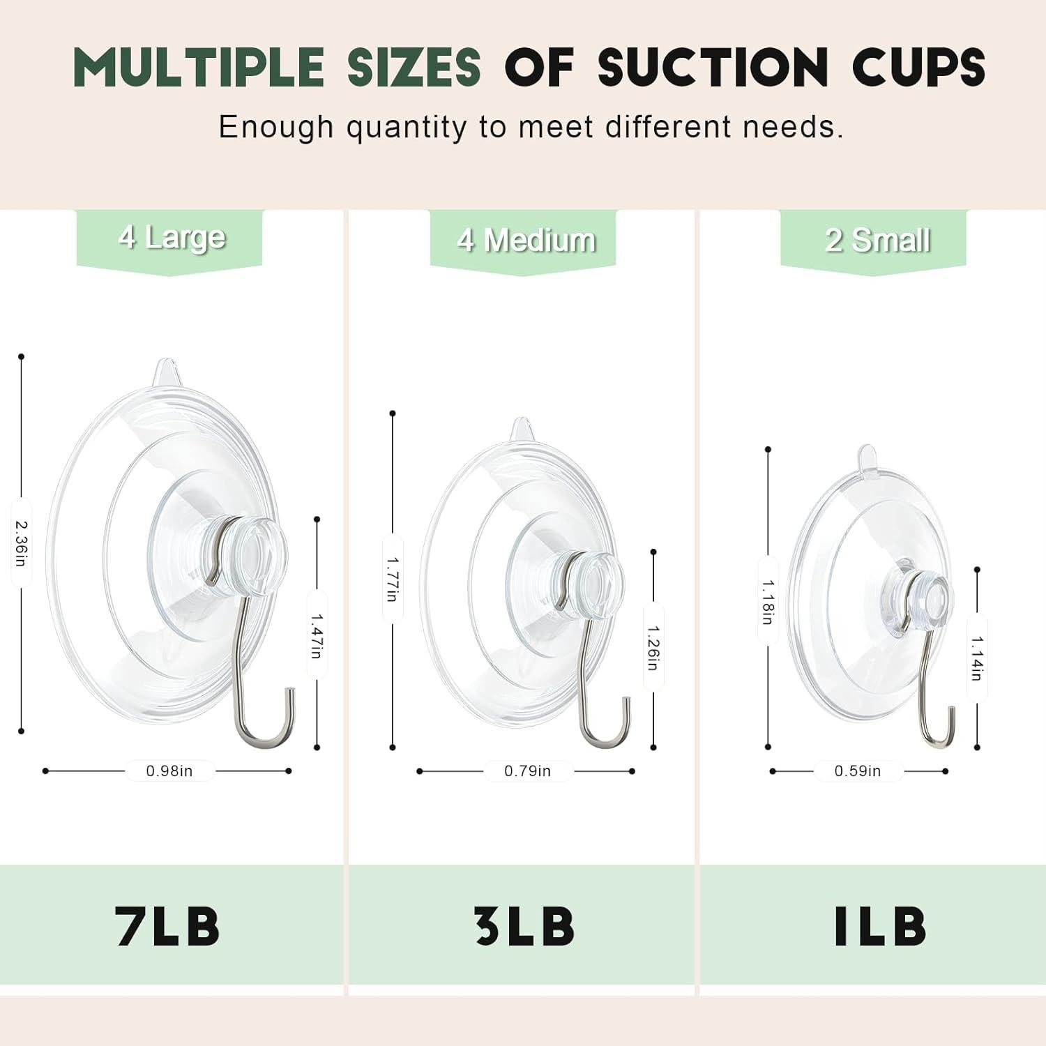 Ganchos de Ventosa RELBRO Transparentes 10 Pcs 4 Grandes 4 Medianos 2 Pequeños