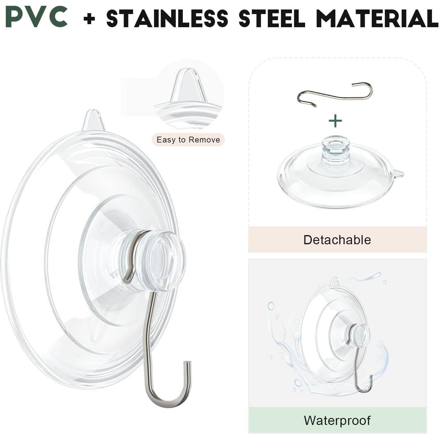 Ganchos de Ventosa RELBRO Transparentes 10 Pcs 4 Grandes 4 Medianos 2 Pequeños