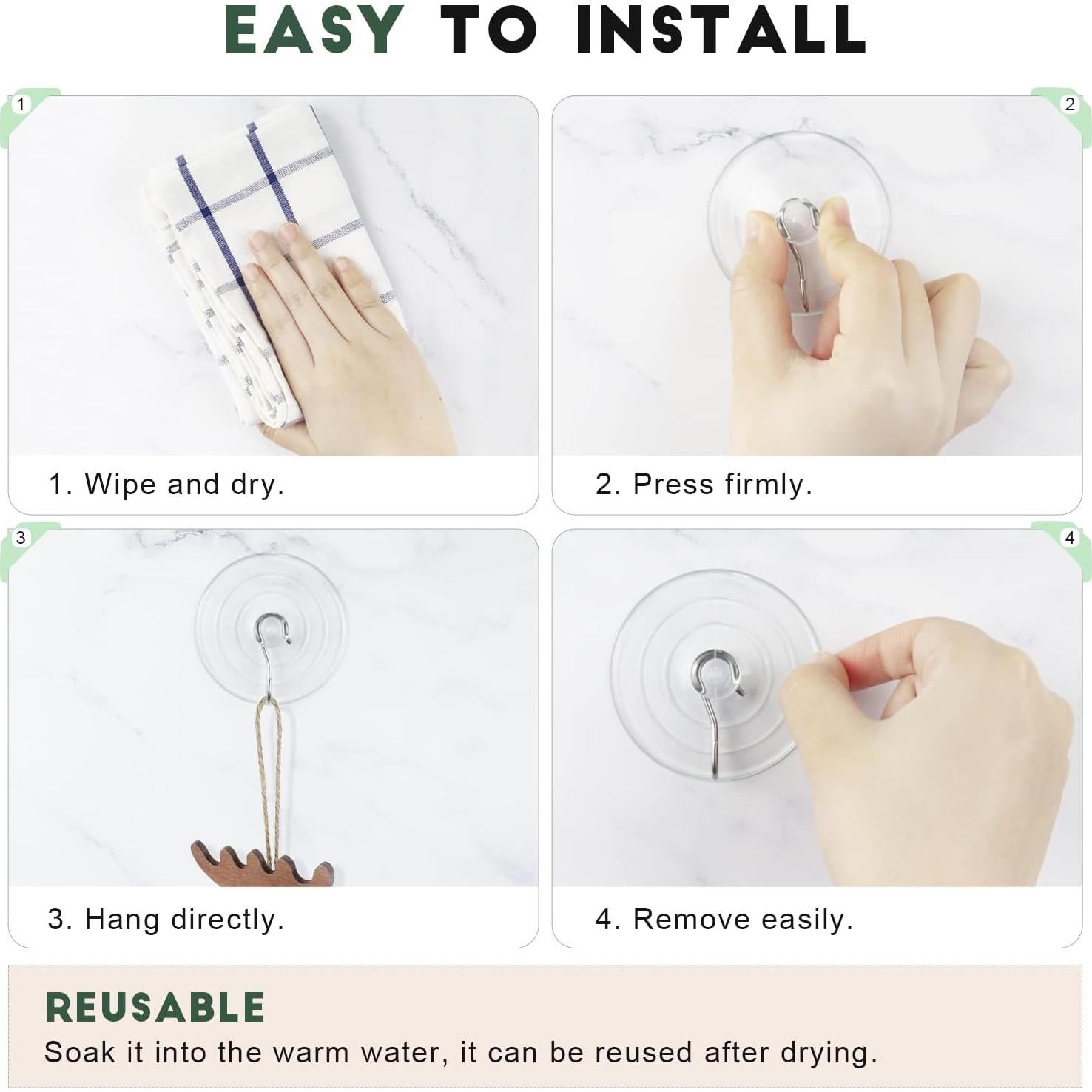 Ganchos de Ventosa RELBRO Transparentes 10 Pcs 4 Grandes 4 Medianos 2 Pequeños