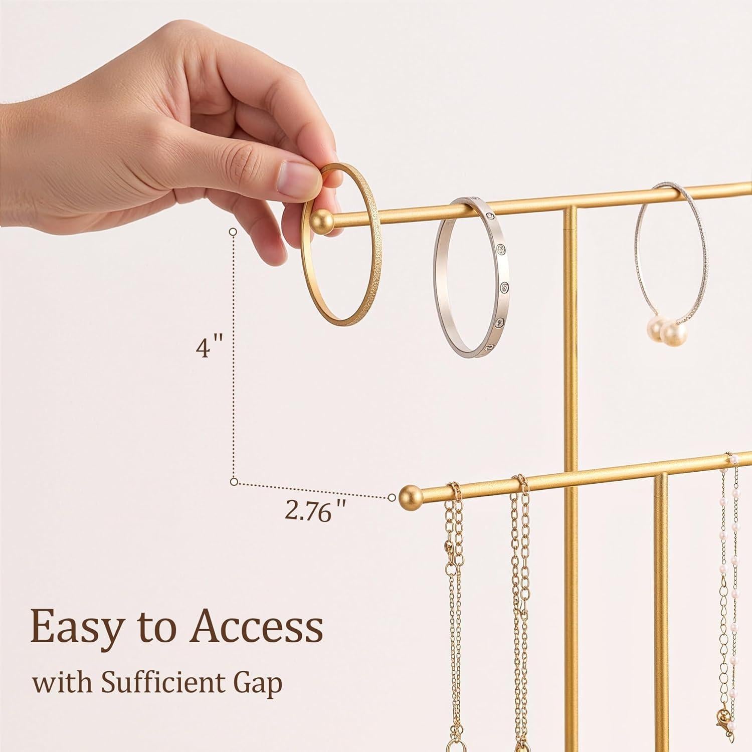 Soporte de Joyería Josmimic con Bandeja Cerámica Dorada 30 cm