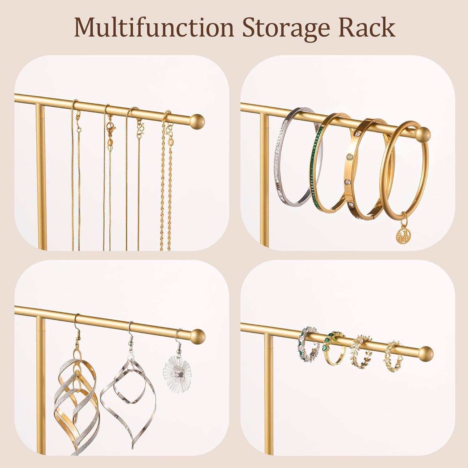 Soporte de Joyería Josmimic con Bandeja Cerámica Dorada 30 cm