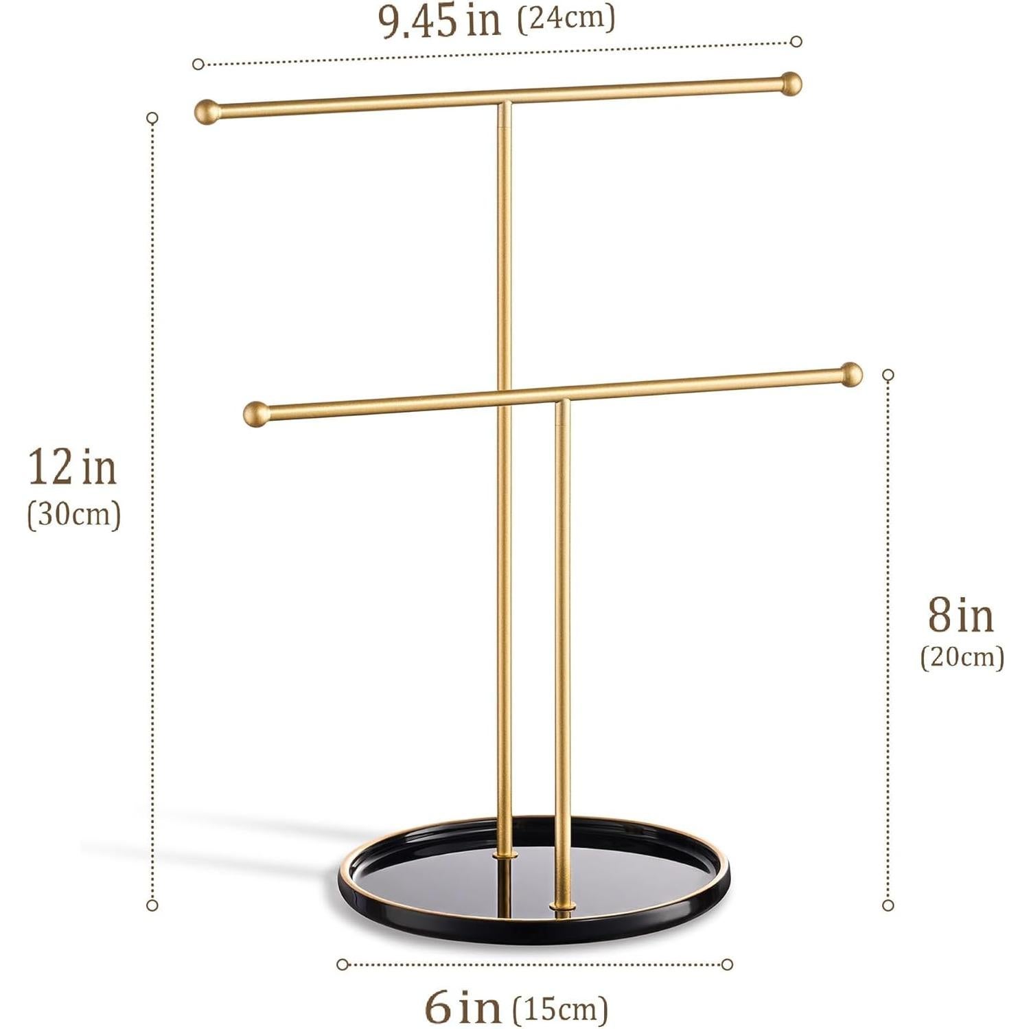 Soporte de Joyería Josmimic con Bandeja Cerámica Dorada 30 cm