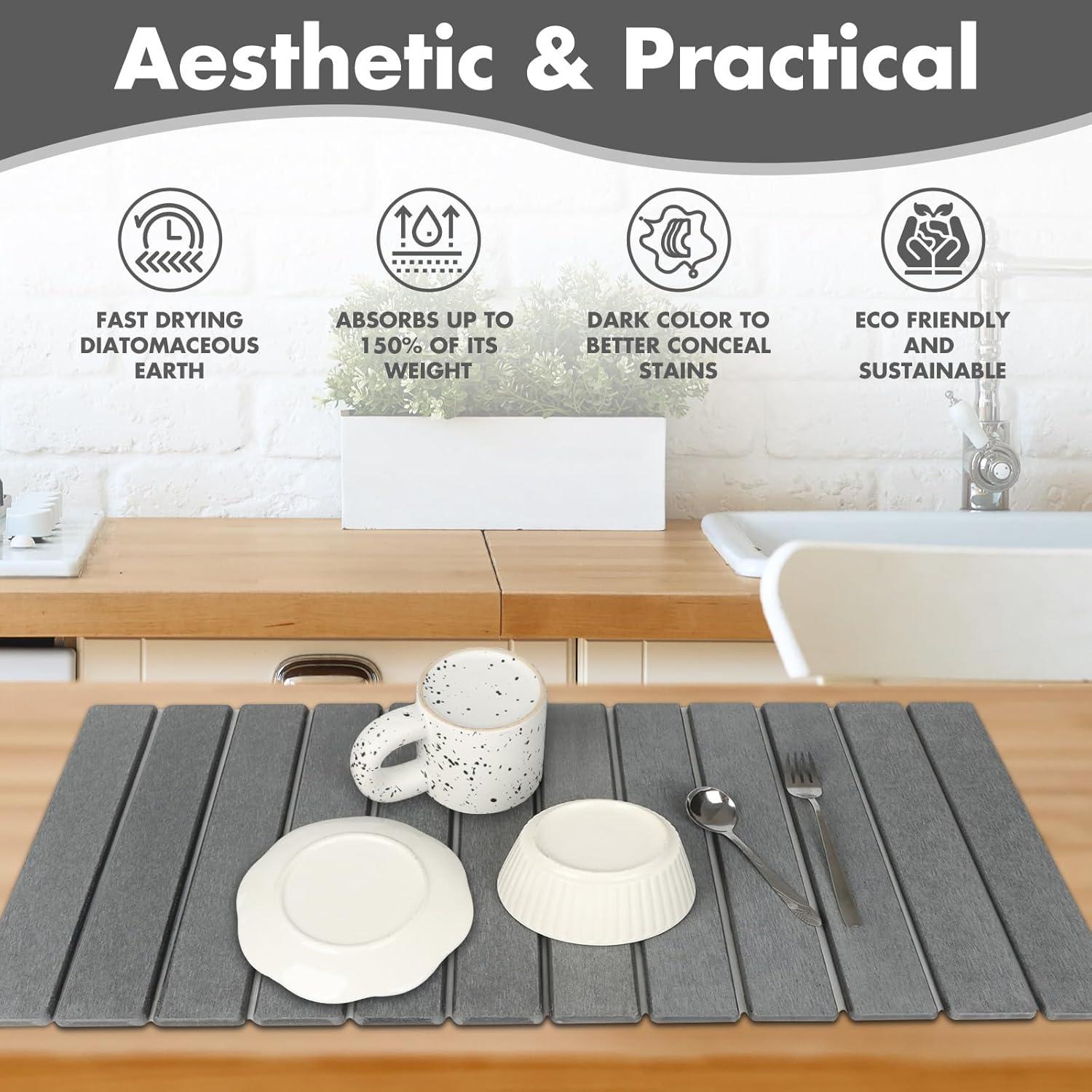 Alfombrilla de Secado de Piedra Bunmery 71.1x39.1cm Gris Oscuro