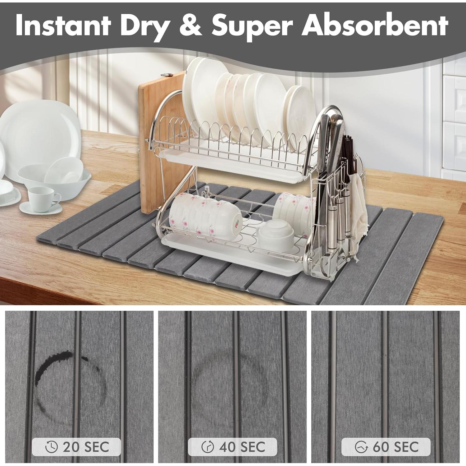 Alfombrilla de Secado de Piedra Bunmery 71.1x39.1cm Gris Oscuro