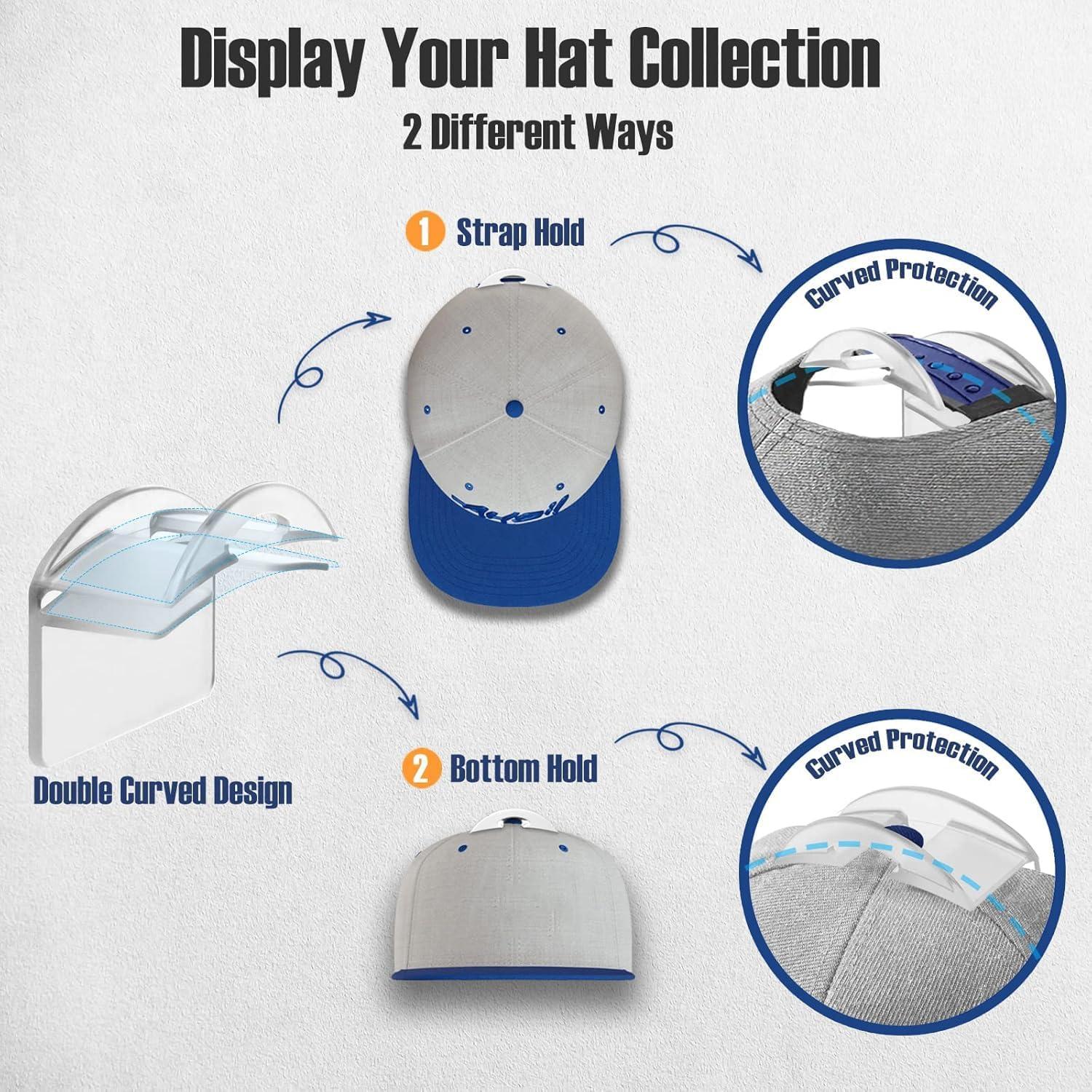 Soporte Adhesivo para Gorras BRATEAYA, Transparente, Paquete de 10