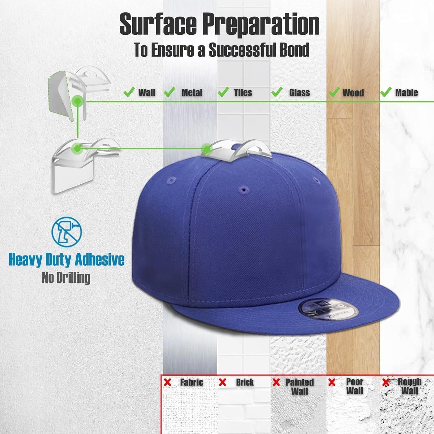 Soporte Adhesivo para Gorras BRATEAYA, Transparente, Paquete de 10