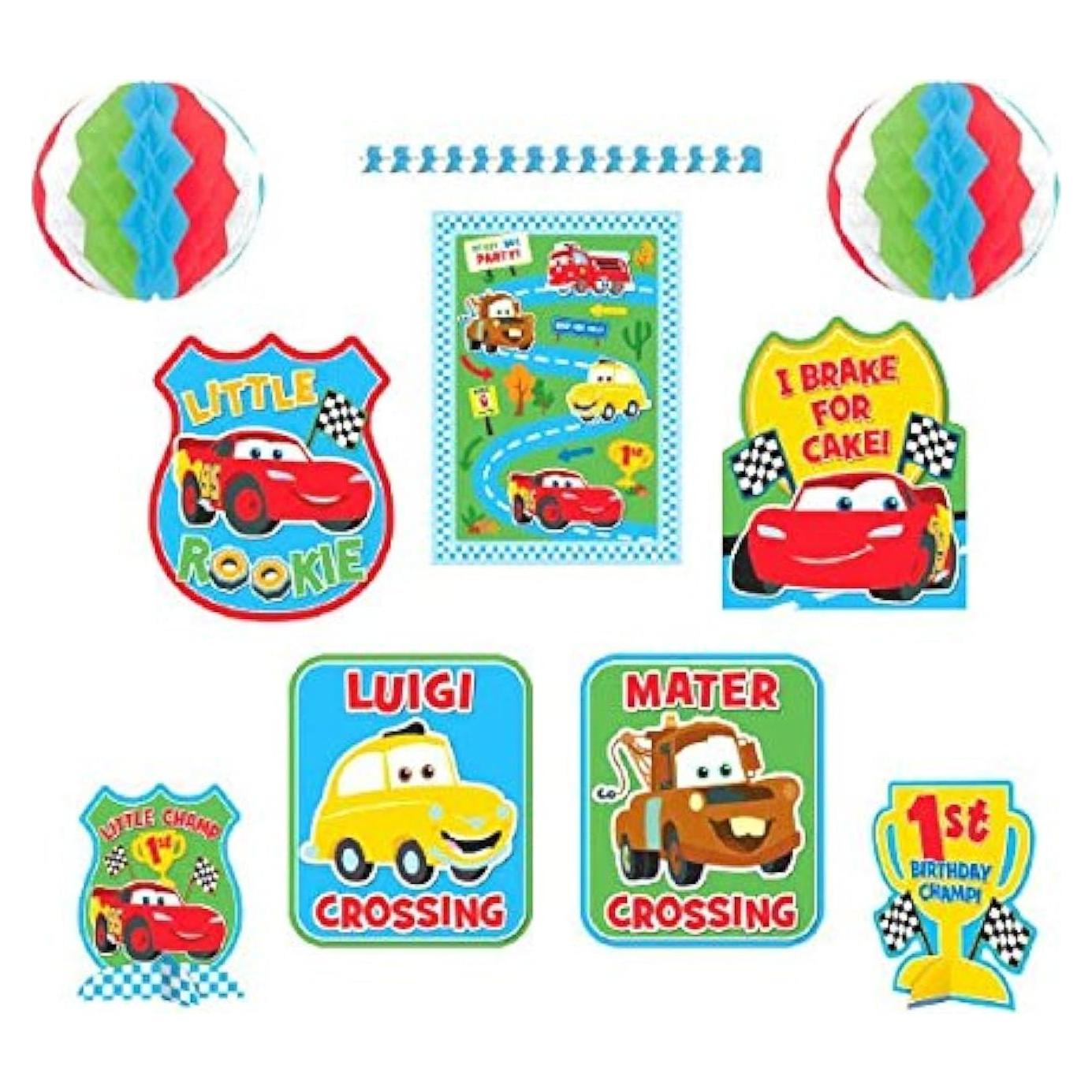 Kit de Decoración para Fiesta de Cumpleaños Disney Cars 9 Piezas