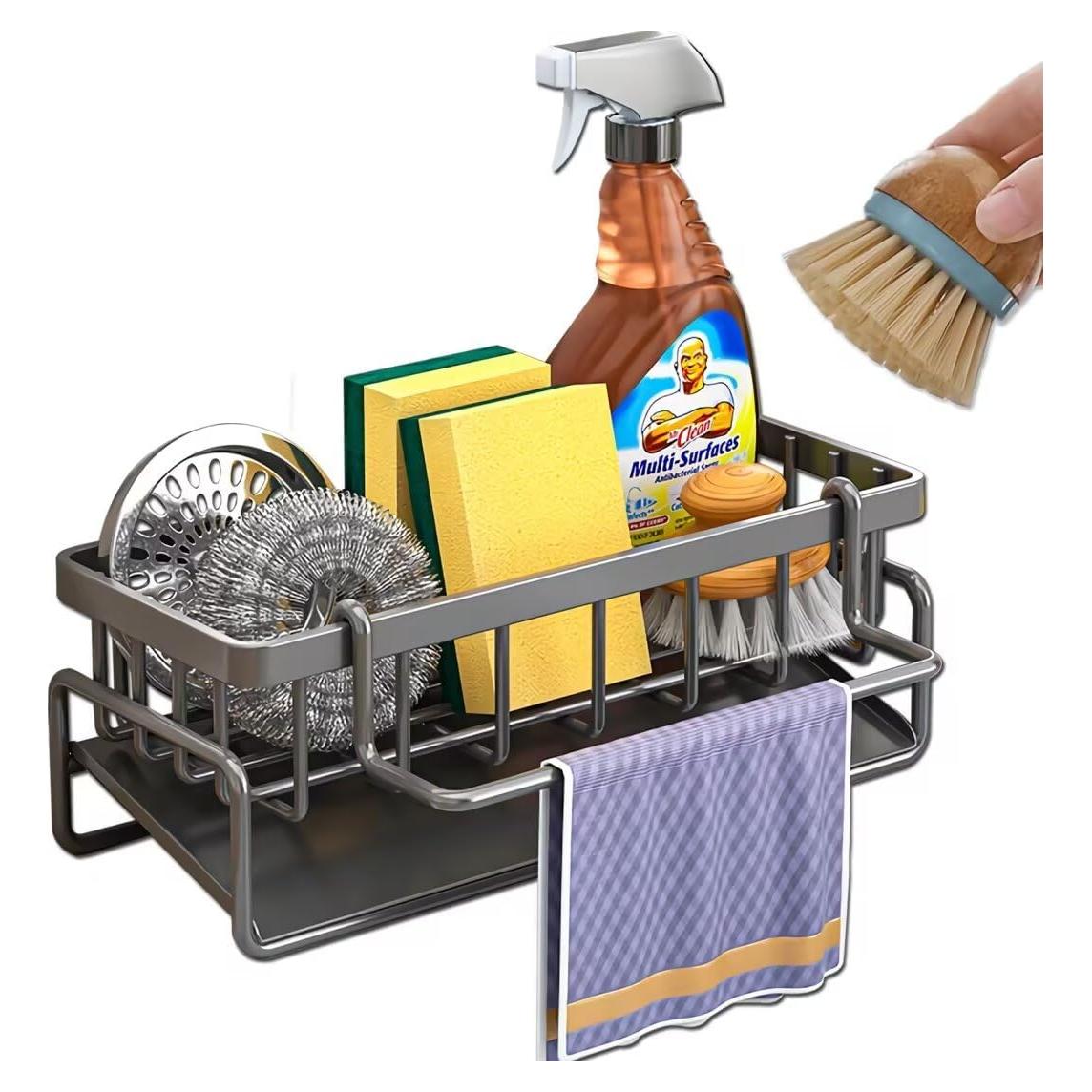 Organizador de Fregadero de Cocina CIT ZCFYU Acero Inoxidable Gris