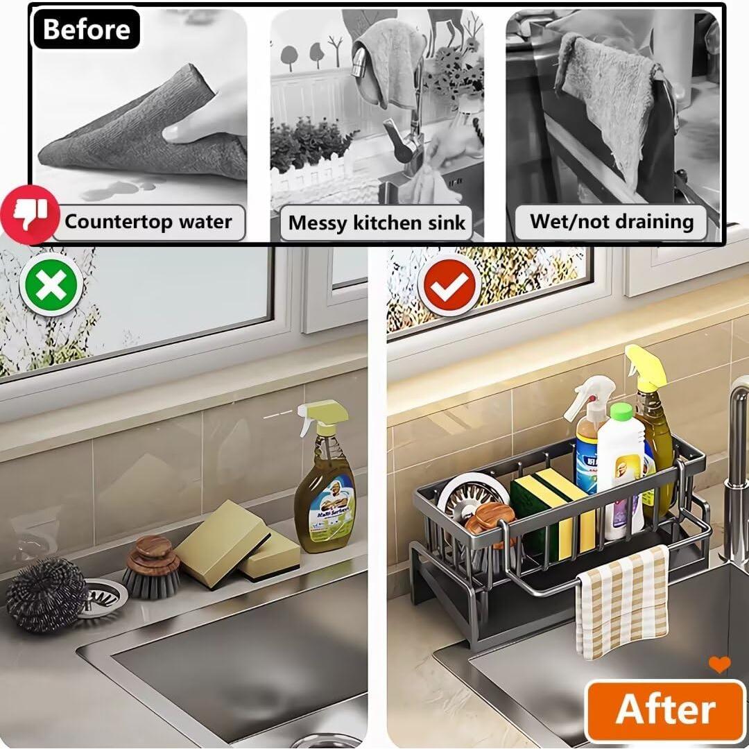 Organizador de Fregadero de Cocina CIT ZCFYU Acero Inoxidable Gris