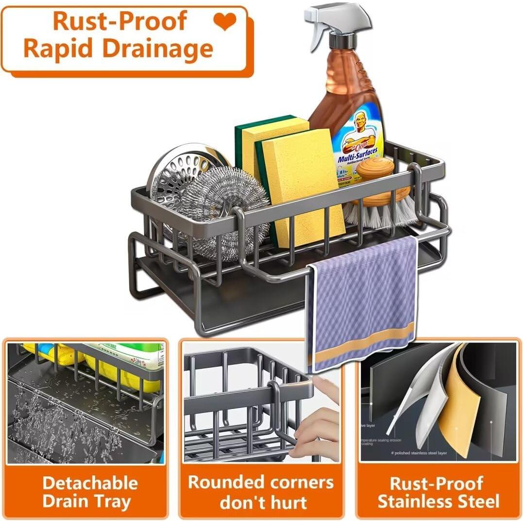 Organizador de Fregadero de Cocina CIT ZCFYU Acero Inoxidable Gris