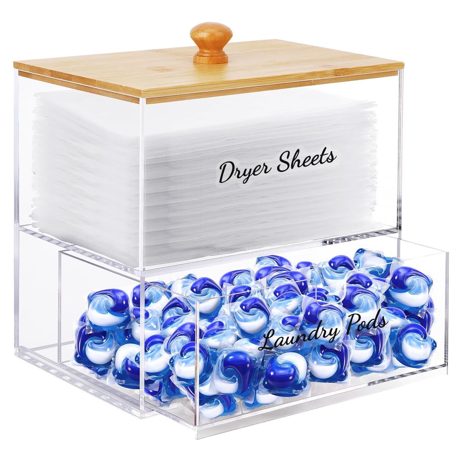 Soporte para Hojas de Secadora JYPS con Cajón y Tapa de Bambú