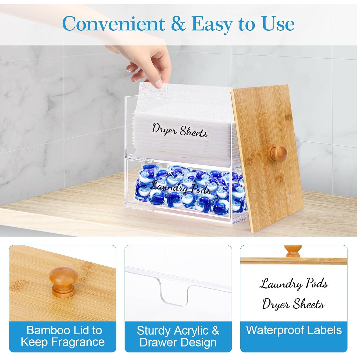 Soporte para Hojas de Secadora JYPS con Cajón y Tapa de Bambú