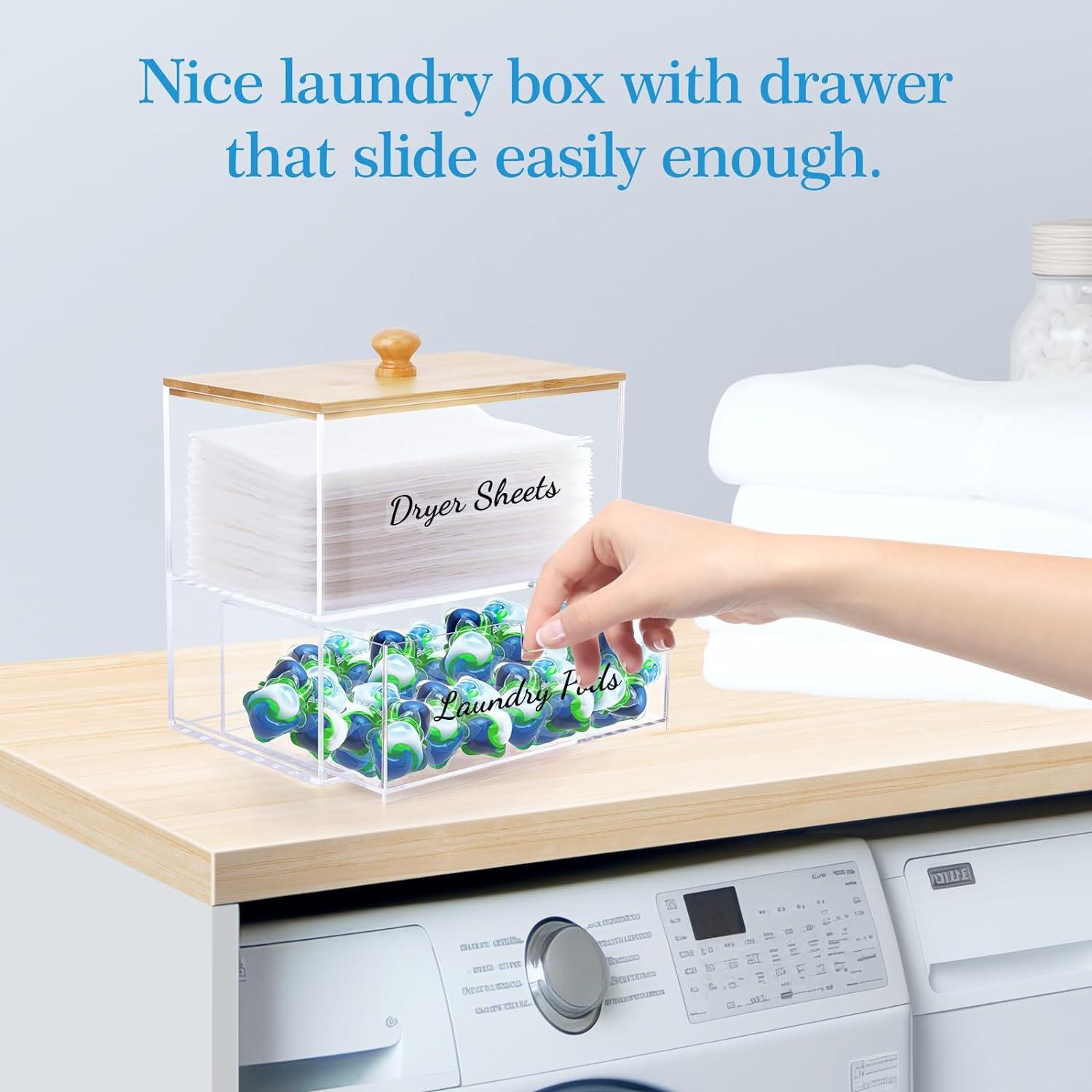 Soporte para Hojas de Secadora JYPS con Cajón y Tapa de Bambú