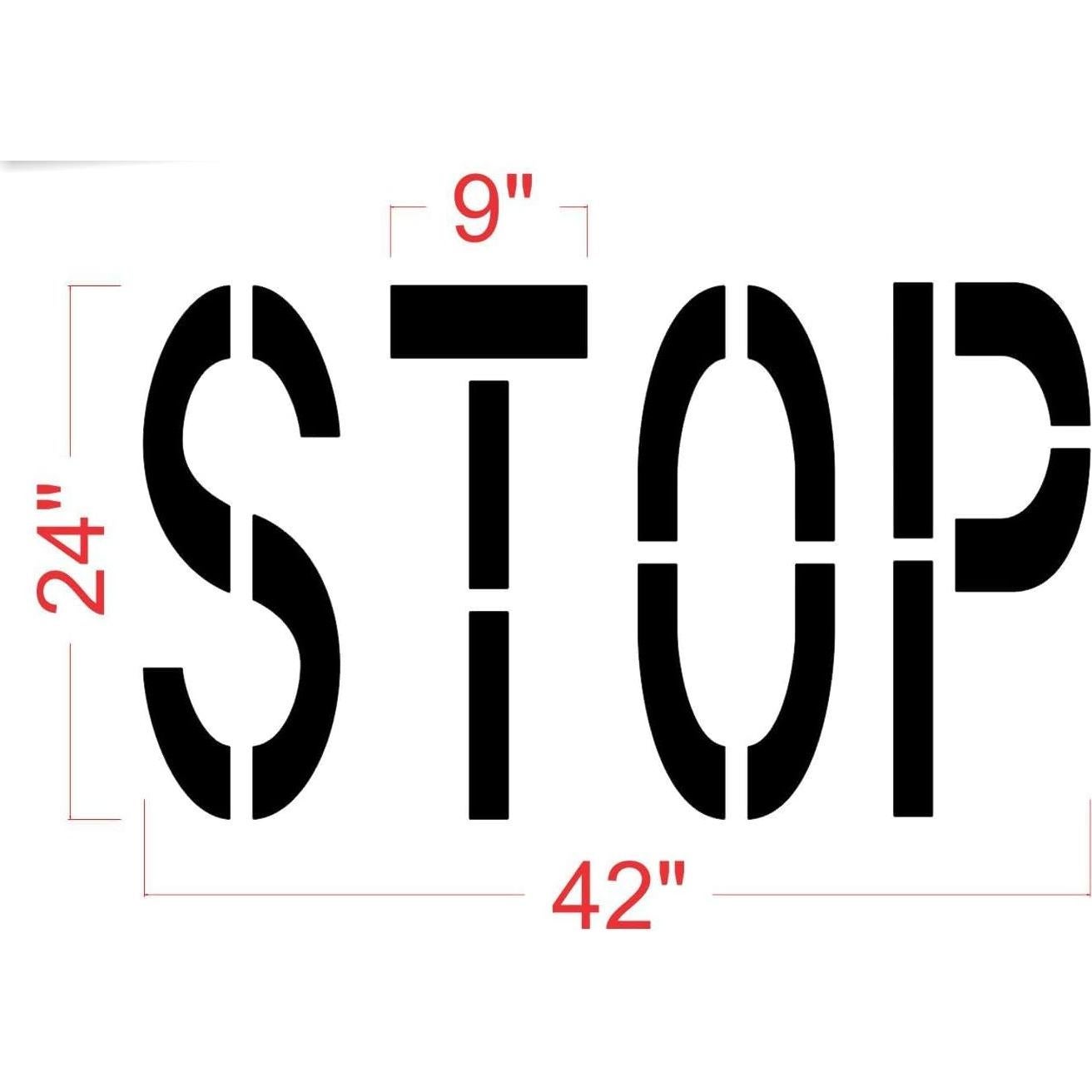 Stop Stencil with 24 inch Letters .118 Thick for Road Markings and Parking Lots Durable Bendable and Reusable One Piece Plastic Template for Hotels Roadways and Black Tops by Marketing Holders