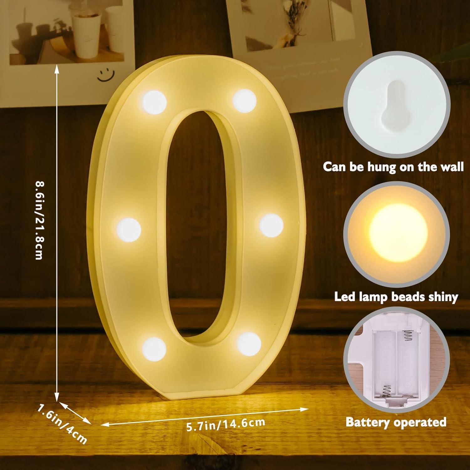 Números Iluminados LED IFDGCTK 0 Luz Cálida Decorativa