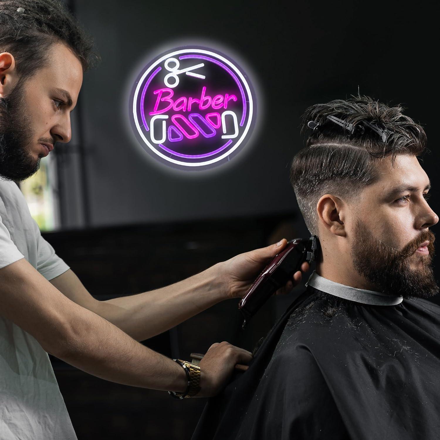 Letrero de neón LED redondo SUYUZUR para barbería 33cm