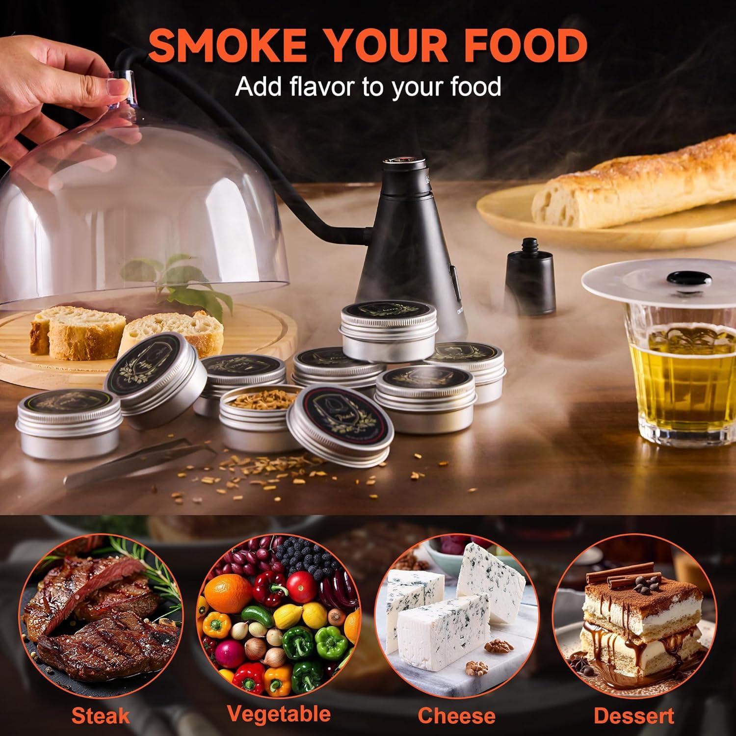 Kit de Ahumador de Cócteles Wanvoapl WB-smoker con 8 Sabores