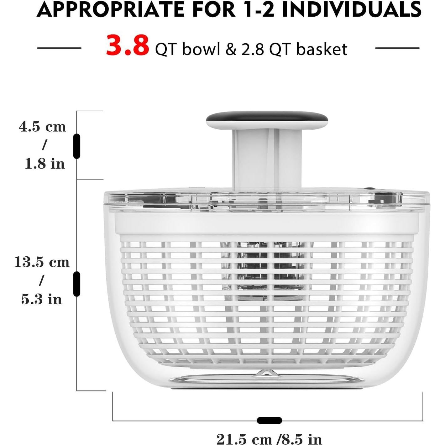 Secador de Ensalada Ourokhome 3.6 L Negro con Presión a Mano