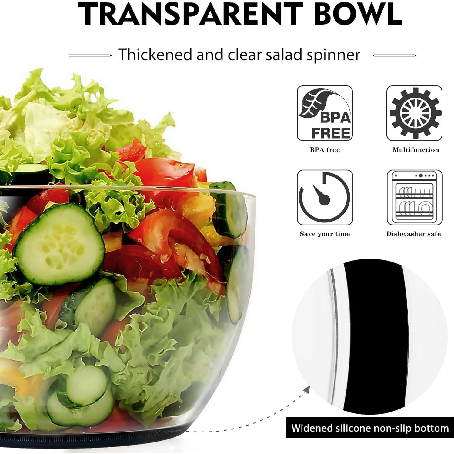 Secador de Ensalada Ourokhome 3.6 L Negro con Presión a Mano