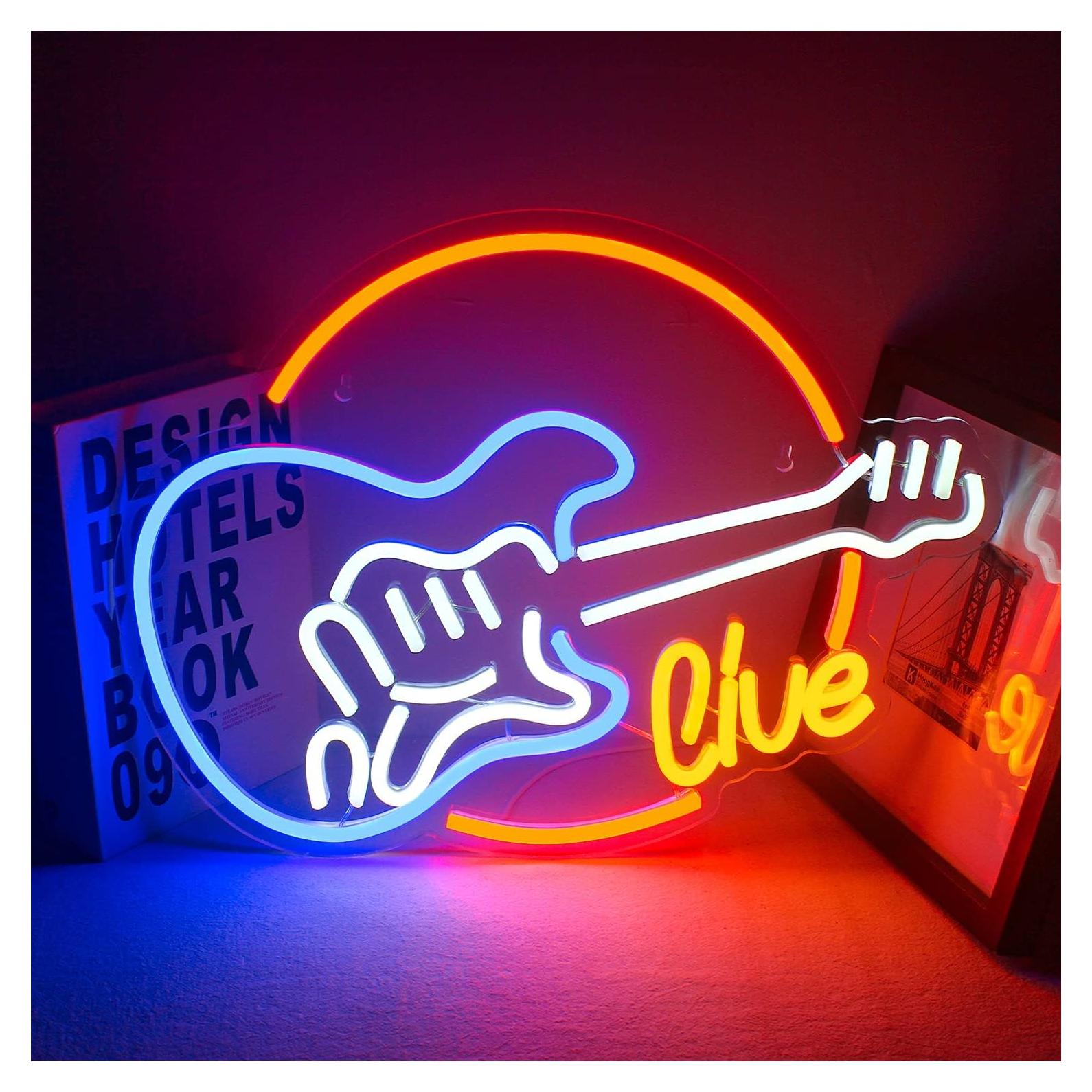 Cartel de Neón Guitarra Colorida LUCUNSTAR 32x40 cm LED