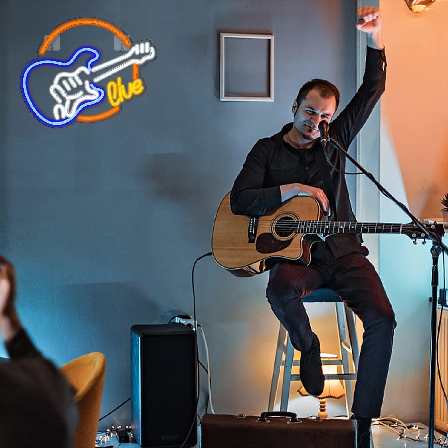 Cartel de Neón Guitarra Colorida LUCUNSTAR 32x40 cm LED