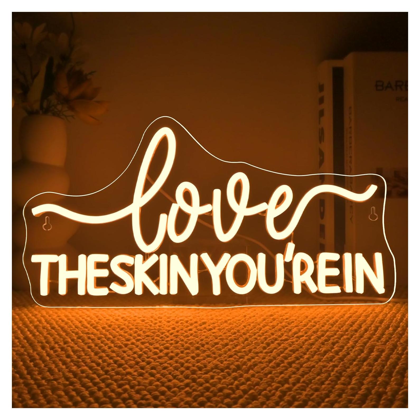 Letrero Neón Ama La Piel Que Reinventas LED 36.9x19 cm