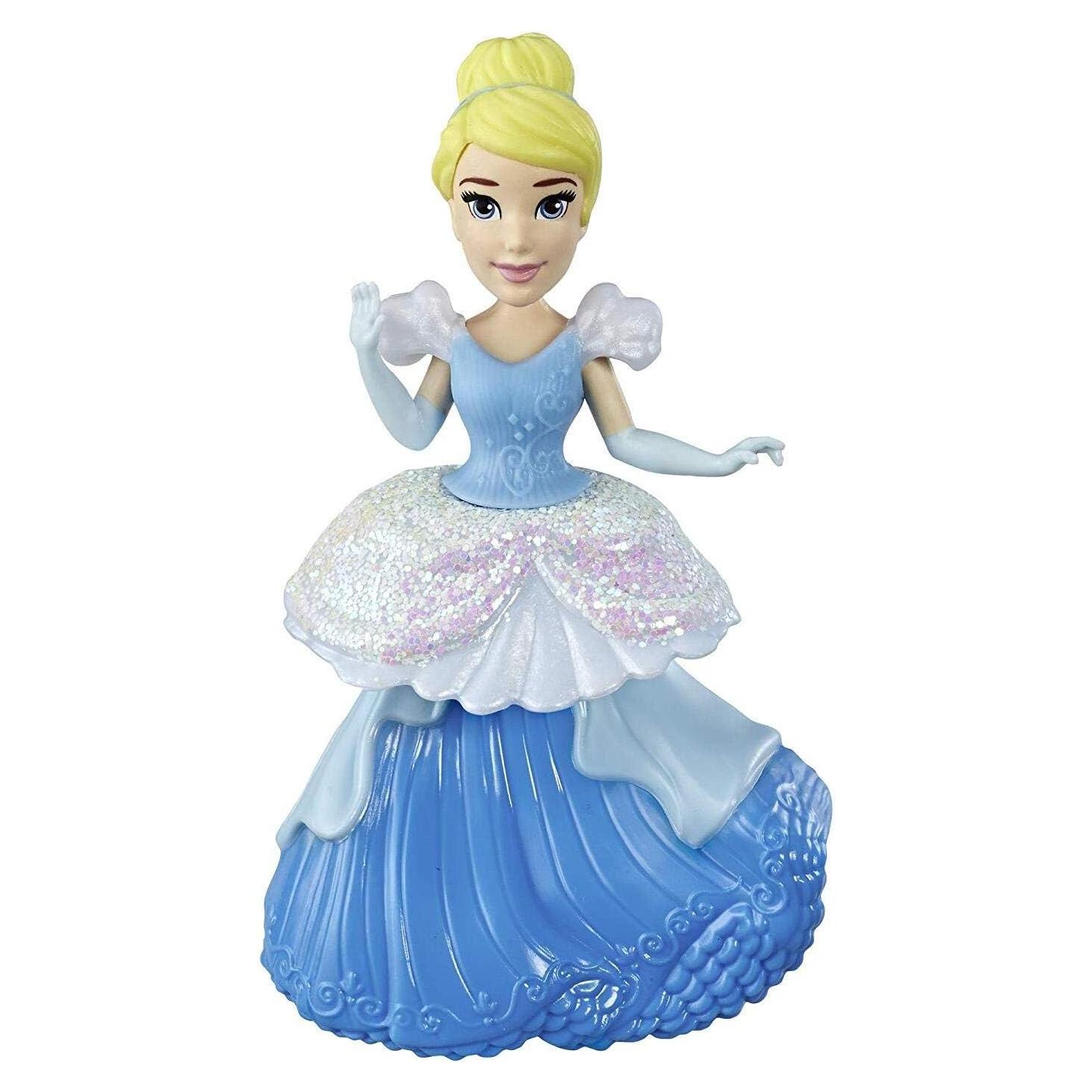Disney Princess Cinderella Collectible Doll with Glittery Blue & White One-Clip Dress, Royal Clips Fashion Toy