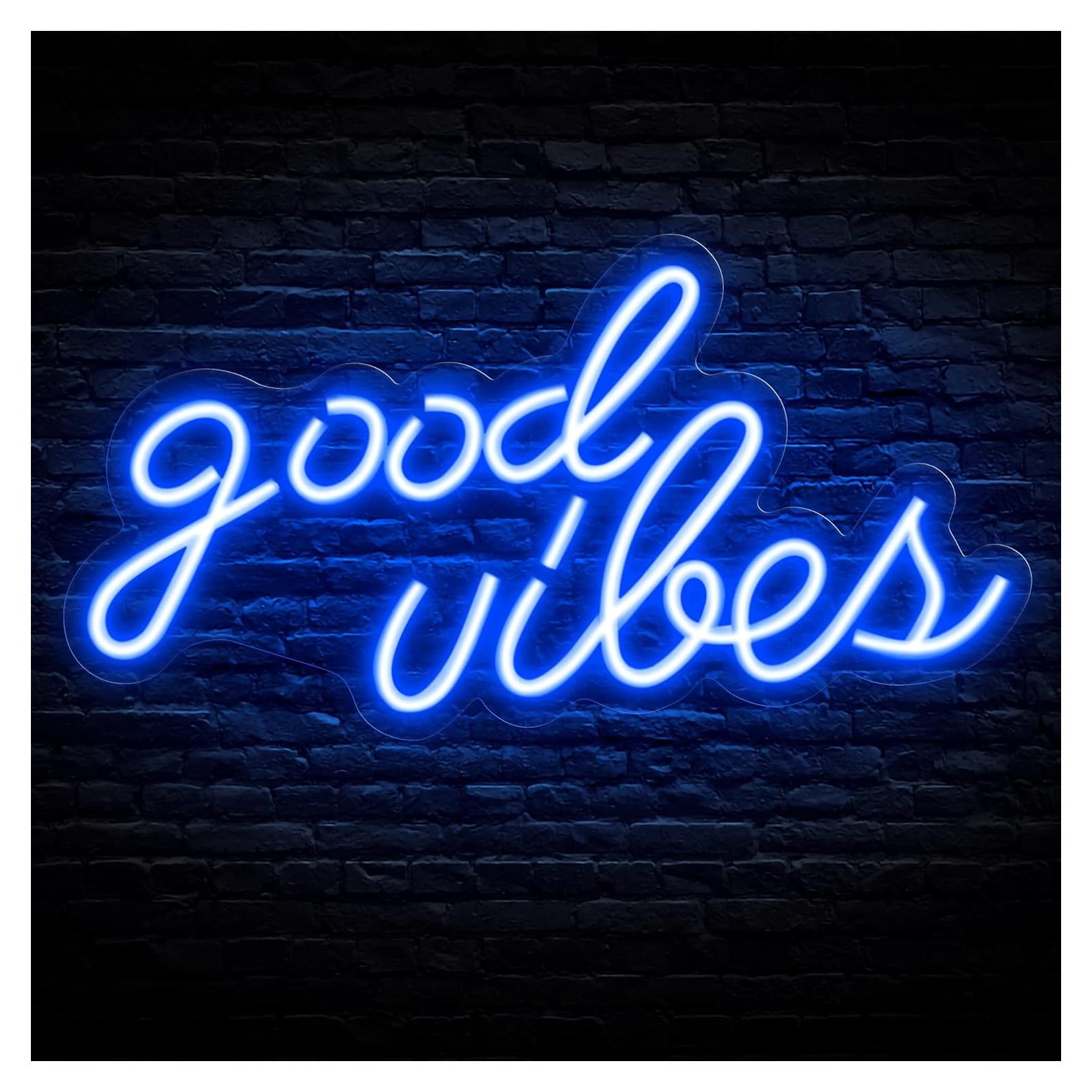 Letrero de Neón LED Buenas Vibras Azul 40.9x21.1 cm J&R DIRECT