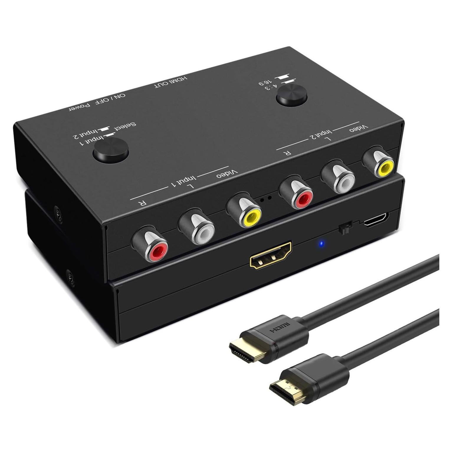 Convertidor RCA a HDMI Azda 1080P 2 Vías Plug and Play