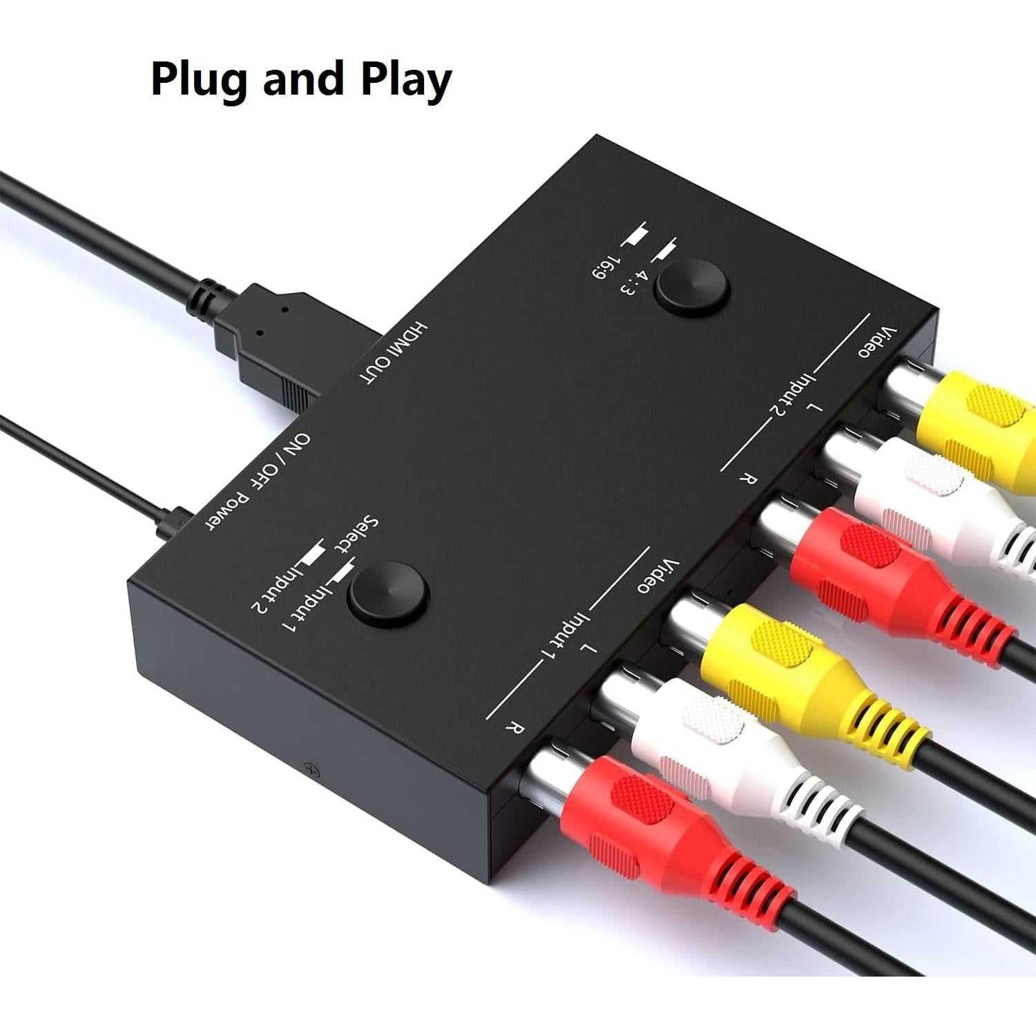 Convertidor RCA a HDMI Azda 1080P 2 Vías Plug and Play