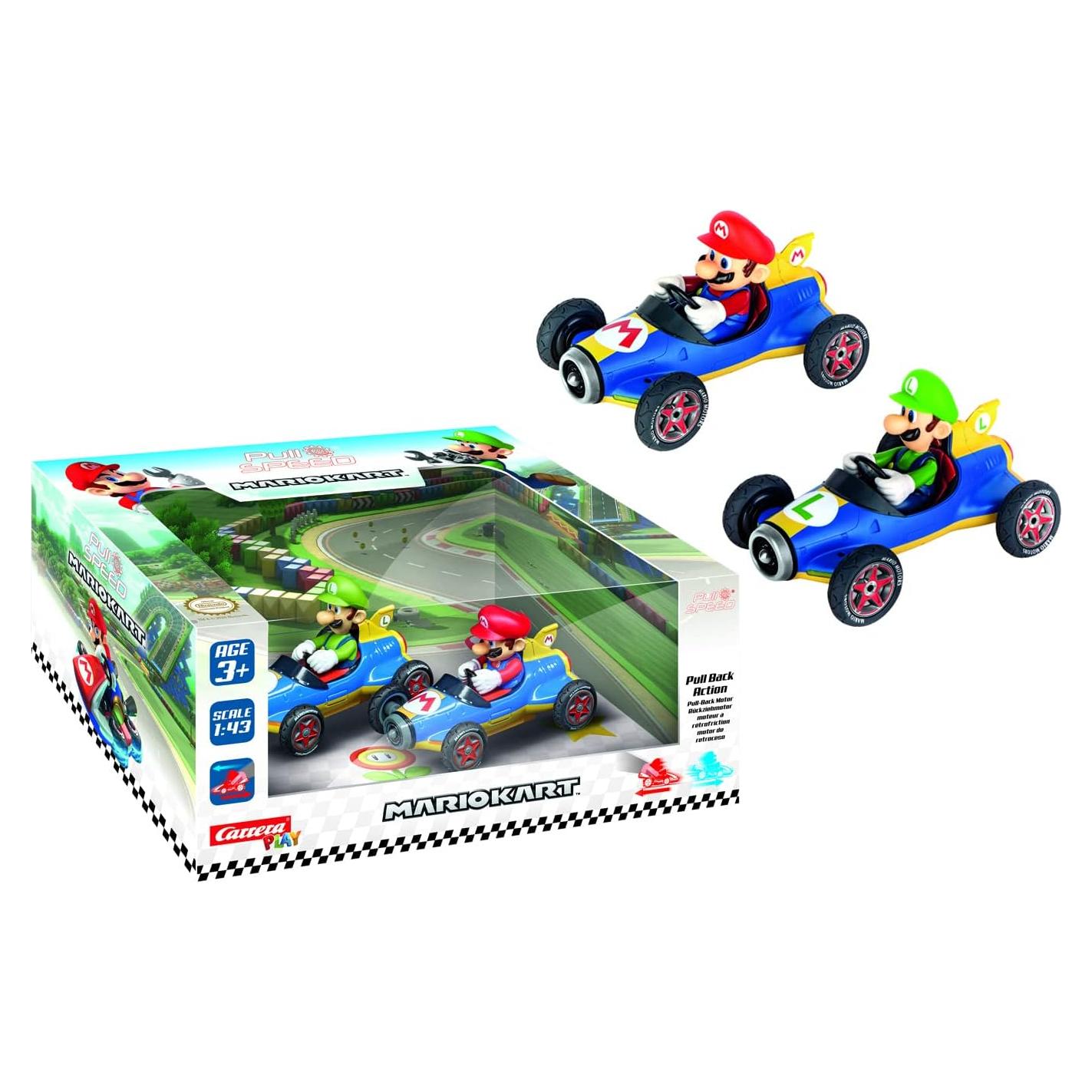 Carrera Pull & Speed Vehículo Juguete Mario Kart Mach 8 - 2 Piezas
