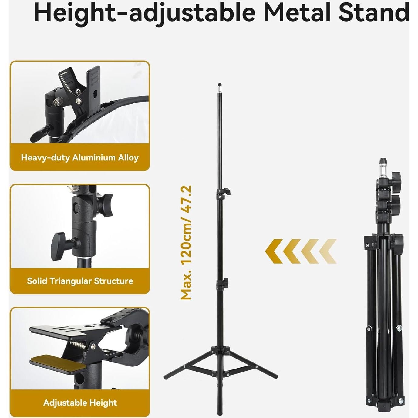 UTEBIT Light Reflector Stand Kit with Stand Diffuser 5 in 1 Collapsible Multi Disc with Bag, Photography Reflector Holder-Translucent/Silver/Gold/White/Black (24 Inch)