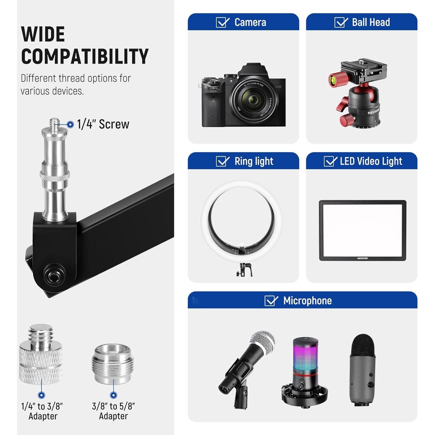 Soporte de Cámara de Escritorio NEEWER ST004 con Brazos Flexibles